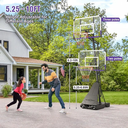Basketball Hoop 10FT Adjustable Easily, Basketball Goal System for Kids Teens Youth Adults, Portable Hoops