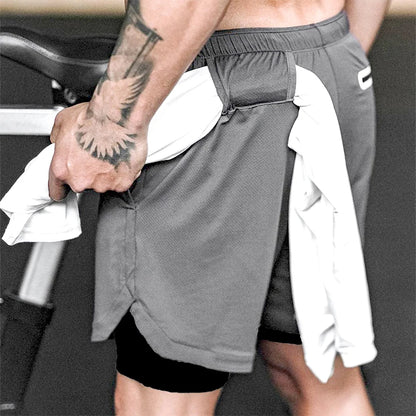 Men's Running Shorts Gym Sports Shorts 2 In 1 Quick Dry Workout Training Gym Fitness Jogging Shorts