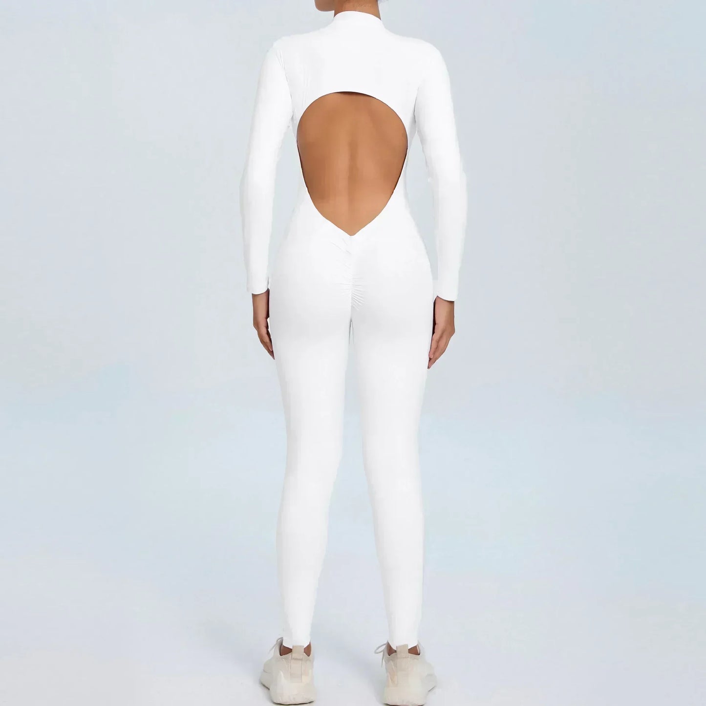 Yoga Zipper Jumpsuits Beauty Long-Sleeved One-Piece Gym Tracksuits