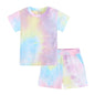 2 Pcs Boys Girls Clothes Summer Tie Dye Kids Baby Outfits