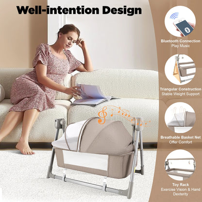 Electric cradle Baby Swing Bed, Automatic Rocking Recliner Crib Basket, Music Remoter Control Sleeping