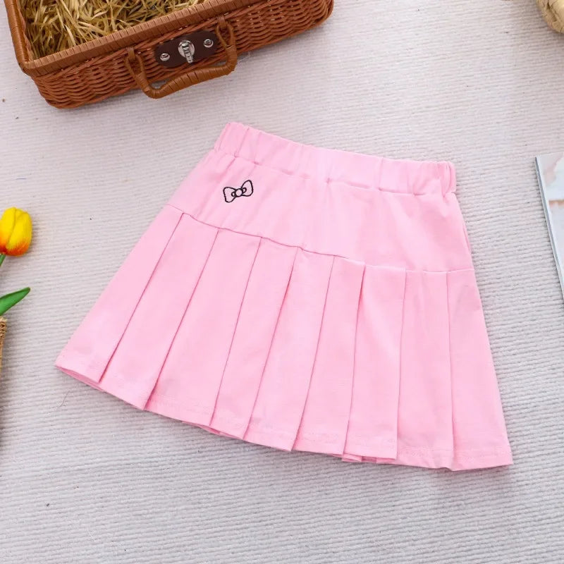 Girls Skirt Summer Cute Outer Wear Casual Simple Pleated Kids Skirt Design 4-10Y