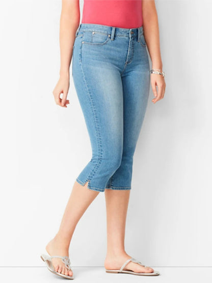 Woman's Jeans Denim Pants Ladies Cropped Trousers Skinny  Knee Length