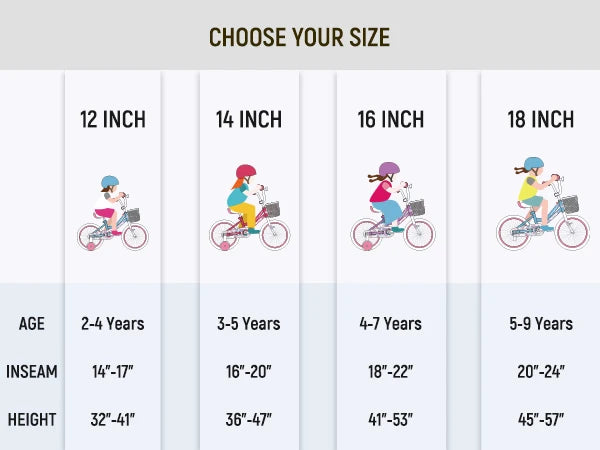 Colorful Girls Bike with Basket & Training Wheels 12 14 16 18 Inch Kids bike