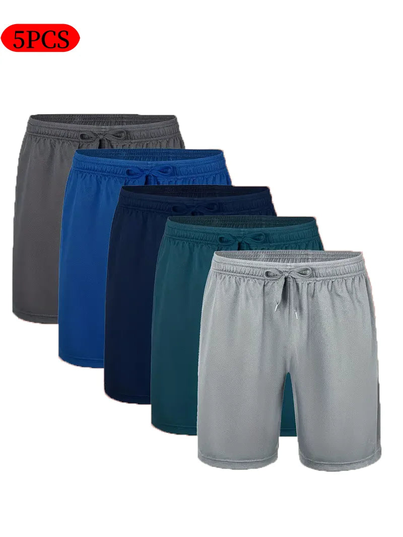 5-piece men's casual shorts with drawstring waistband, available in multiple colors - ideal choice for summer