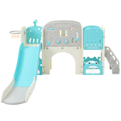 11 in 1 Toddler Slide,  for Ages 1-3 with Basketball Hoop, Playset Structure, Arch Tunnel Telescope