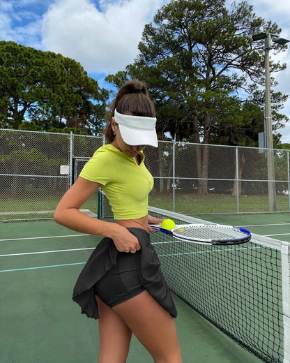 Tennis Skirt Shorts for Women's Gym Sportswear Pocket Leggings Sport Fitness Running Short Skirt