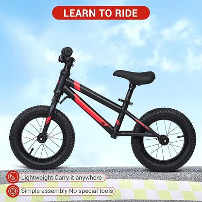12" Balance Bike for Kids No Pedal Toddler Bike with Adjustable Seat Handlebar, Lightweight Aluminum Frame, Padded Seat