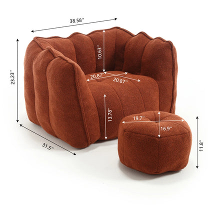 Soft Bean Bag Chair for living room and bedroom, comfortable Square Lazy Sofa with Footstool