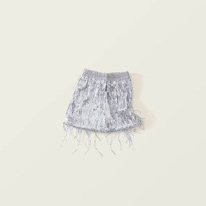 Girls' Tassel Sequined Half Skirt  New Children's Light Luxury Fashionable A-line Skirt
