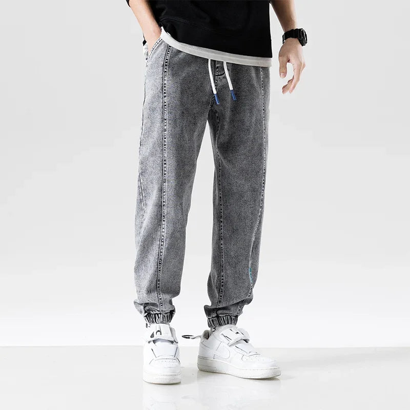 Spring Summer Black Blue Baggy Jeans Men Streetwear Denim Joggers Casual Jean Trousers