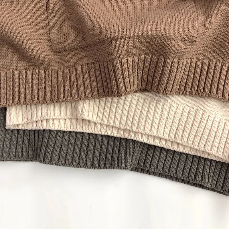 2025 Autumn New Children Long Sleeve Knit Hoodie Baby Boys Casual Sweatshirt Kids Girls Vintage