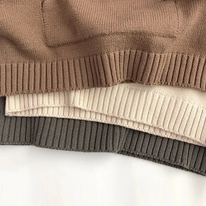 2025 Autumn New Children Long Sleeve Knit Hoodie Baby Boys Casual Sweatshirt Kids Girls Vintage