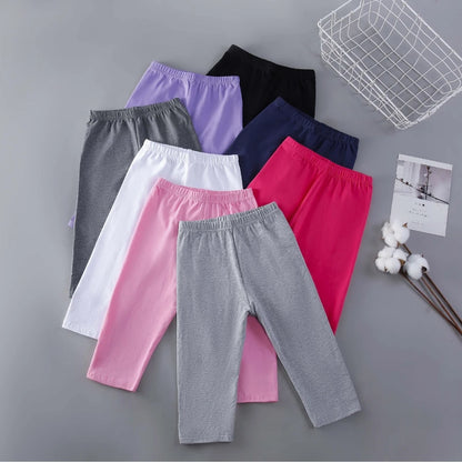 Candy Color Leggings Girls, Calf-Length Cotton Slim pants