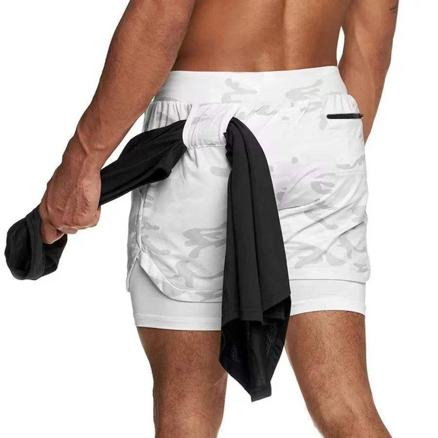 Men's Running Shorts Gym Sports Shorts 2 In 1 Quick Dry Workout Training Gym Fitness Jogging Shorts