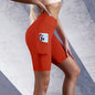Side Pockets Solid Color Women Yoga Shorts Jogging, Running, Fitness Sportswear High-waist Shorts