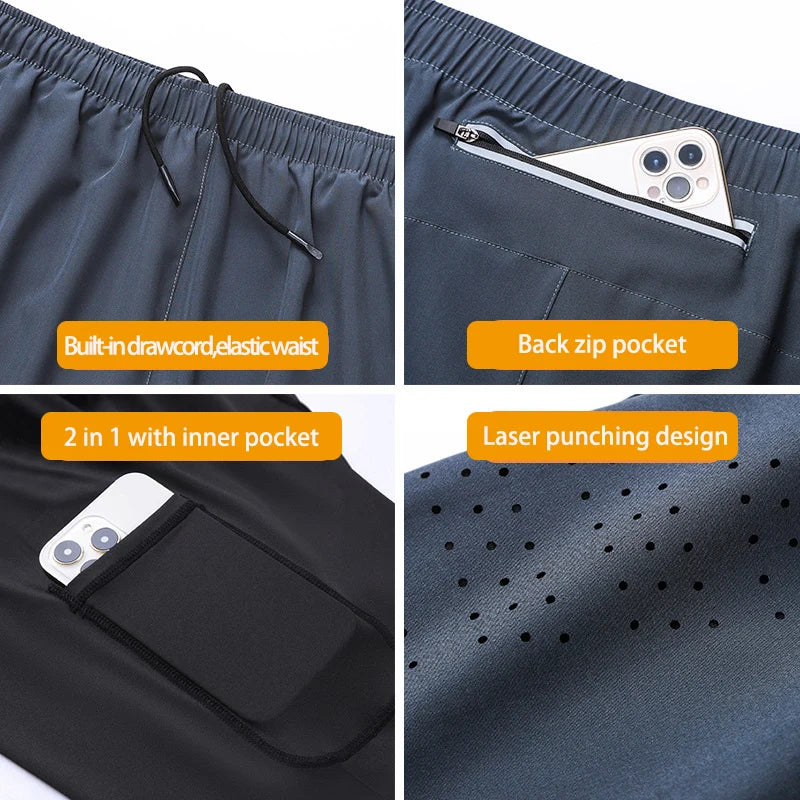 2 in 1 Men's Gym Shorts Fitness Quick Dry Sports Performance running shorts