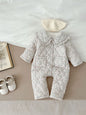 Winter New Baby Girl Warm Coat Cotton Infant Large Lapel Floral Padded Jacket Plus Velvet Thick Kids Cardigan
