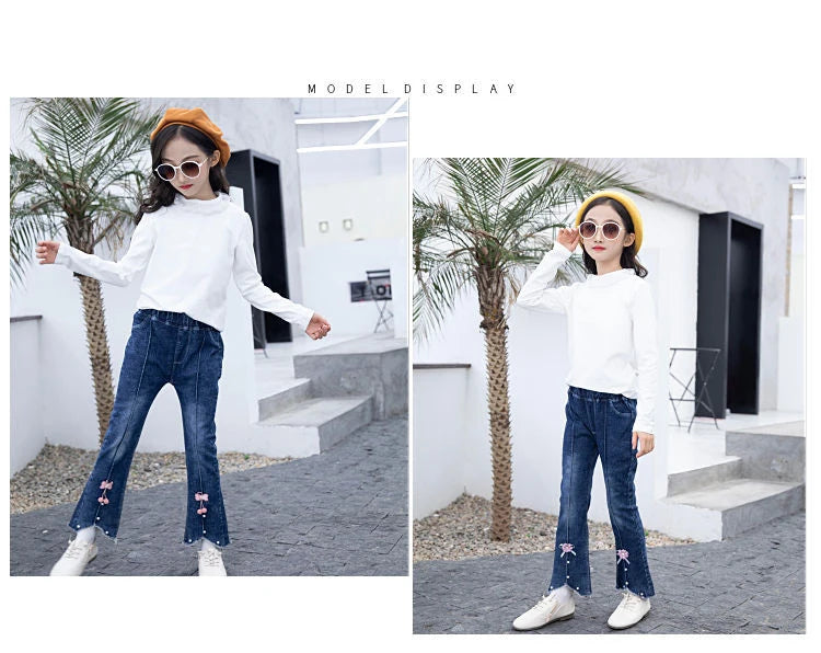 Autumn Kids Baby Girls Cowboy Pants Baby Girls Jeans Casual Girls Jeans