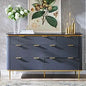 Fluted 7 Drawers Dresser for Bedroom, 54" Wide Modern Dresser TV Stand, Gold Accents, Fluted Fronts, Wood Storage Dressers