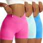 3 Pieces Women Solid Peach Hip Sports Pants Breathable Running Biker Yoga Shorts for Women