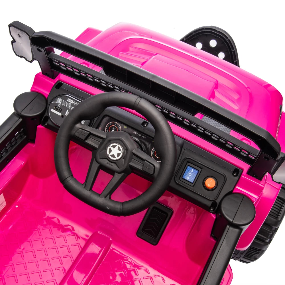 12V Kids Ride On Electric Truck Car W/Parents Control,2WD,Four-wheel suspension,Early education function,Adjustable volume
