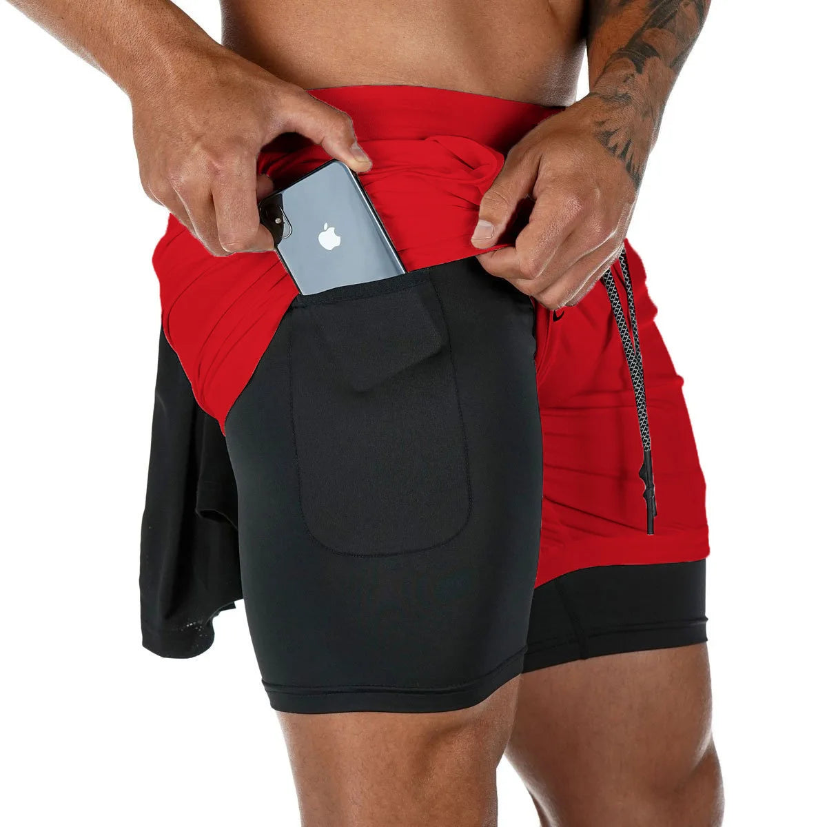 Men's Running Shorts Gym Sports Shorts 2 In 1 Quick Dry Workout Training Gym Fitness Jogging Shorts