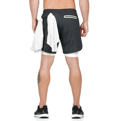 Men's Running Shorts Gym Sports Shorts 2 In 1 Quick Dry Workout Training Gym Fitness Jogging Shorts