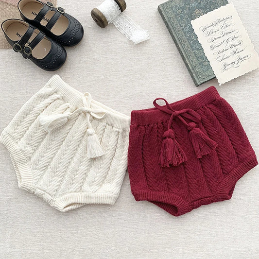 Kids Knitted Shorts Newborn Girls Tassels Shorts Cotton Knitting Design