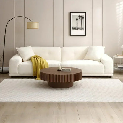 Round Coffee Table 39.37" Wood for Living Room Circle Farmhouse Modern