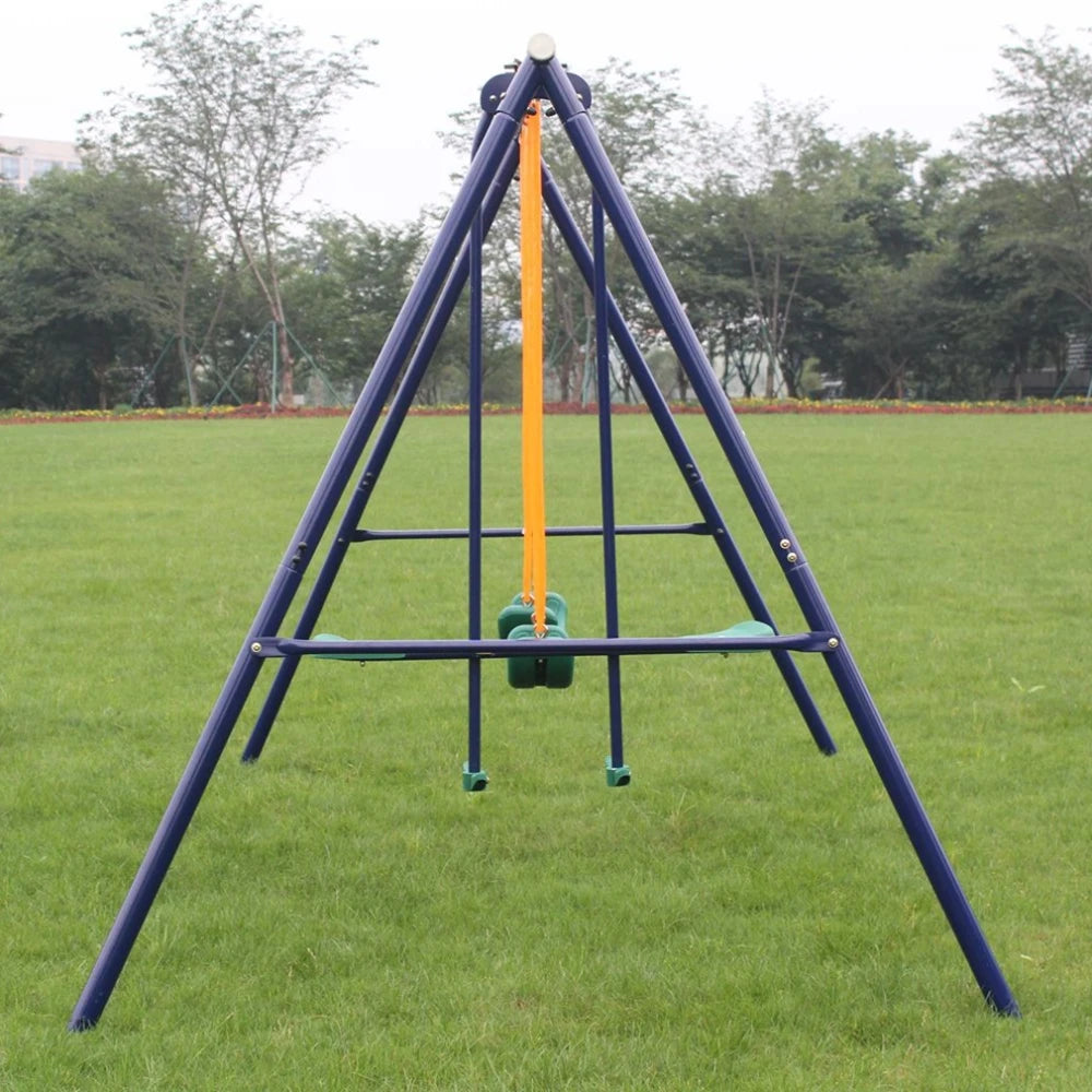 Metal Swing Set Outdoor with Glider for Kids, Toddlers Children Round Swing Sets for Backyard Playground and Park