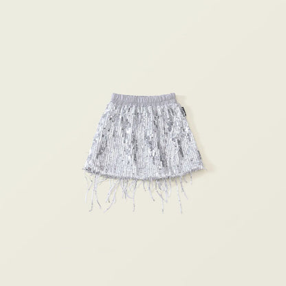 Girls' Tassel Sequined Half Skirt  New Children's Light Luxury Fashionable A-line Skirt