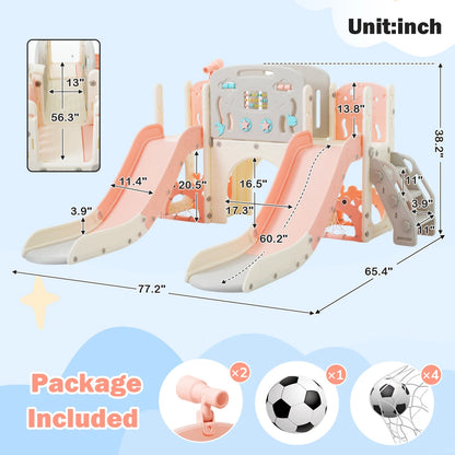 11 in 1 Toddler Slide,  for Ages 1-3 with Basketball Hoop, Playset Structure, Arch Tunnel Telescope