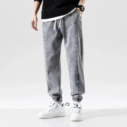 Spring Summer Black Blue Baggy Jeans Men Streetwear Denim Joggers Casual Jean Trousers