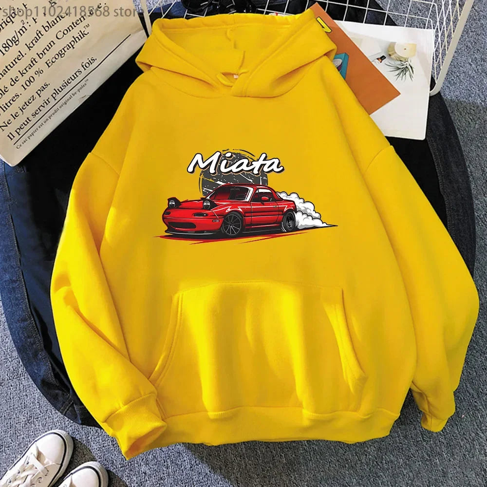 Men Hoodies Drift Jdm Sweatshirt Anime Mazda Print Car Miata Streetwear Men Unisex  Women Hoody