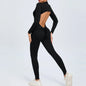 Yoga Zipper Jumpsuits Beauty Long-Sleeved One-Piece Gym Tracksuits