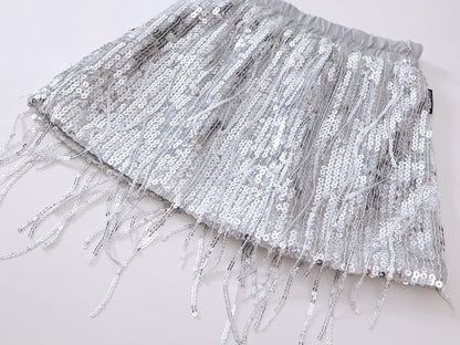 Girls' Tassel Sequined Half Skirt  New Children's Light Luxury Fashionable A-line Skirt