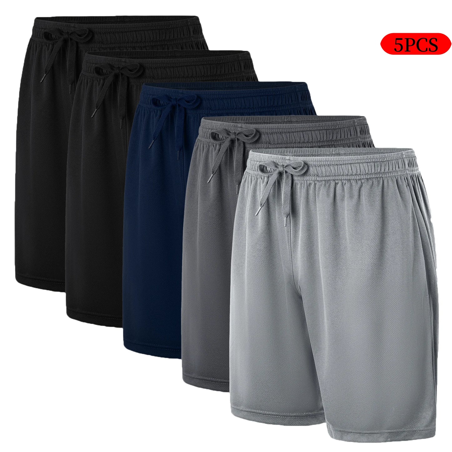 5-piece men's casual shorts with drawstring waistband, available in multiple colors - ideal choice for summer