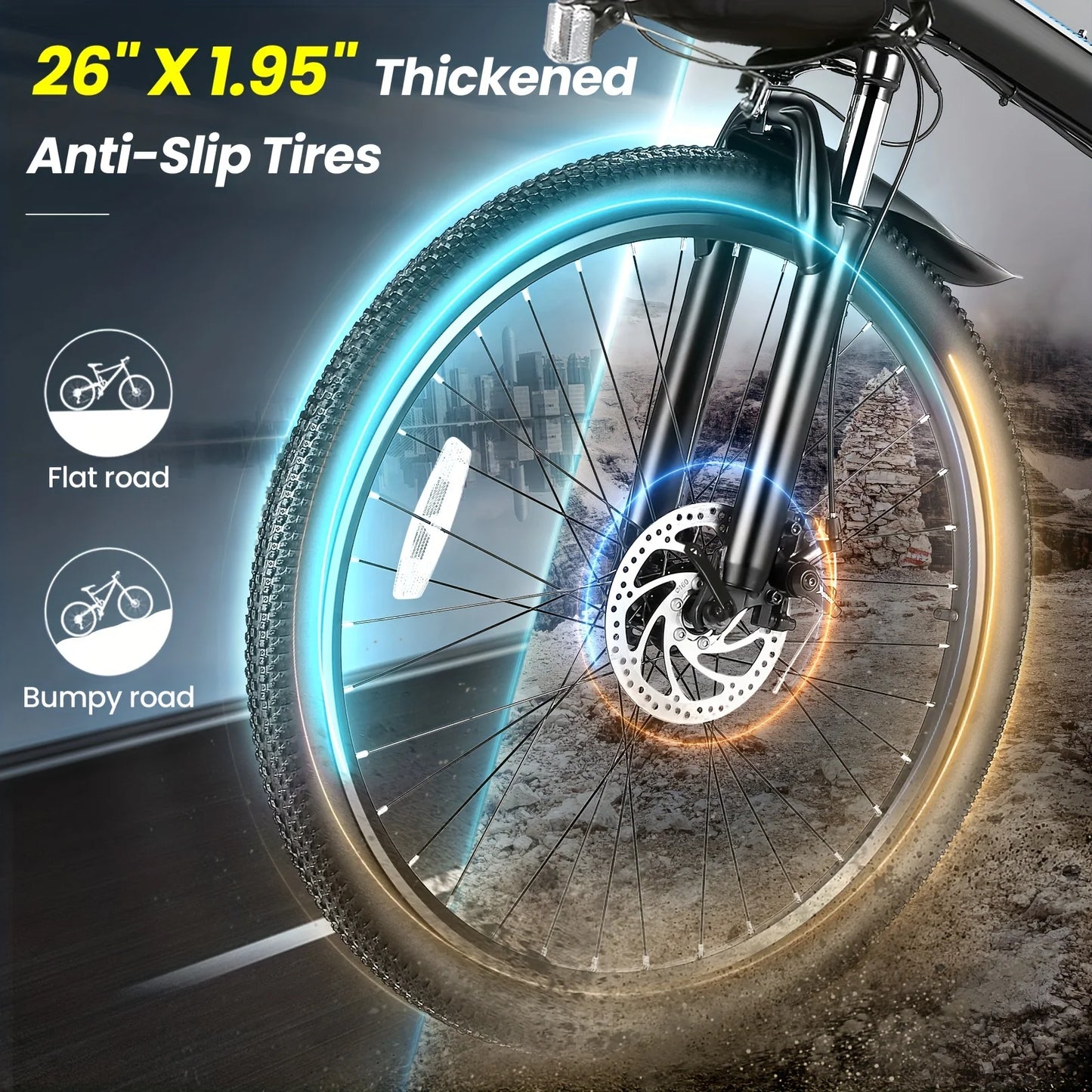 26" Folding Electric Bike for Adults, with 500W Motor,48V 20MPH Removable Battery
