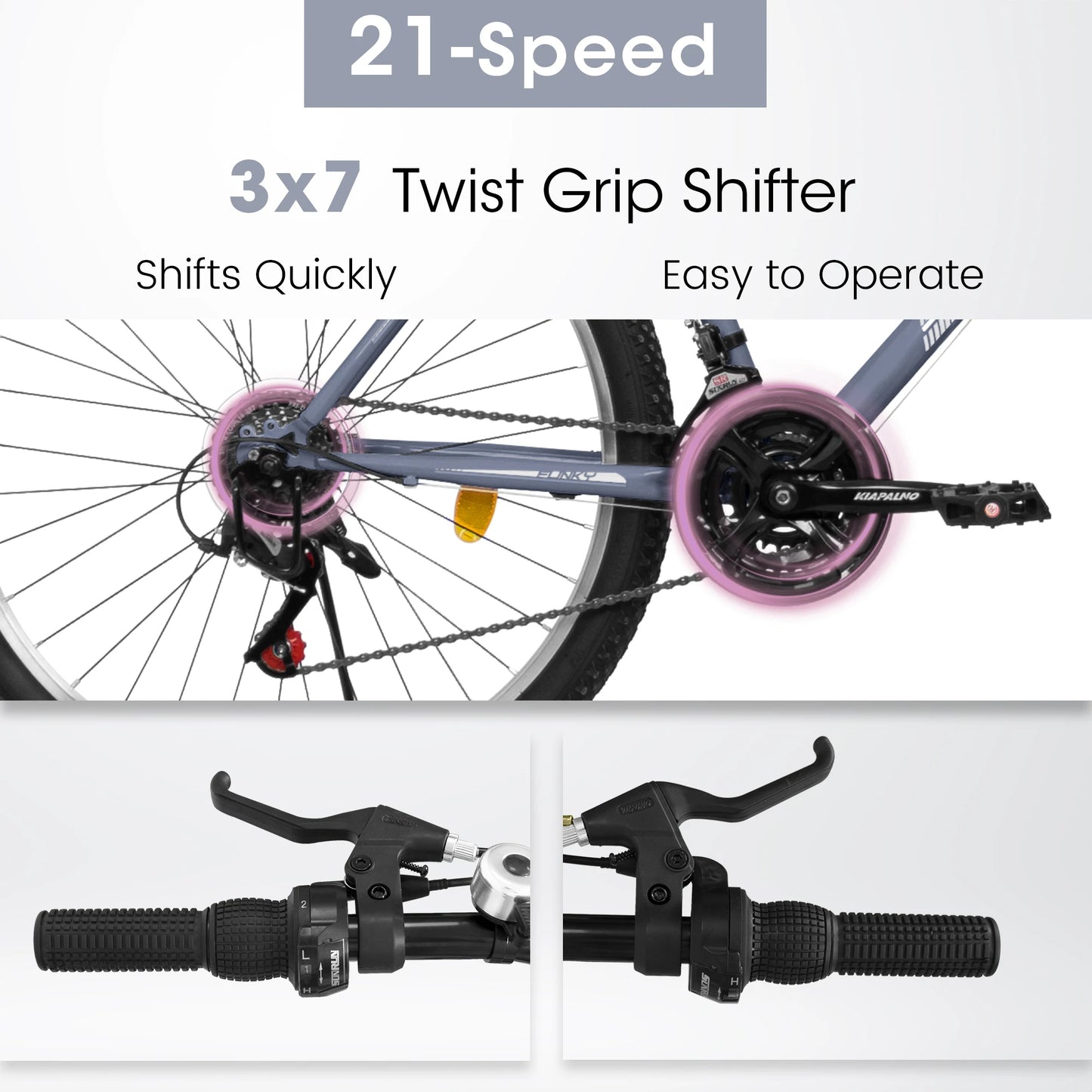 Womens 26 Inch Mountain Bike, 21 Speed Outdoor Cycling Bike