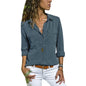 Womens Fashion V Neck Shirts Long Sleeve Tops Pockets Design