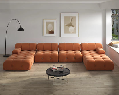 Modern Sectional Sofas Living Room U-Shaped, Minimalist Velvet Fabric Large Sofa Couches Luxury 6-Seat Couch with Ottomans