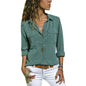 Womens Fashion V Neck Shirts Long Sleeve Tops Pockets Design