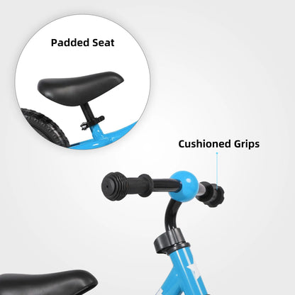 12 Inch Balance Bike for 18months, 2-5 Years Old Boys and Girls, with Adjustable Handlebars