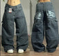 Multi Pocket  Jeans Women Casual Straight Wide-leg Pants Couple Jeans