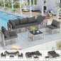 7 Pieces, Wicker Outdoor Sectional Conversation Couch with Adjustable Backrest Sofa.