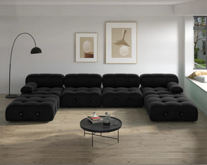 Modern Sectional Sofas Living Room U-Shaped, Minimalist Velvet Fabric Large Sofa Couches Luxury 6-Seat Couch with Ottomans