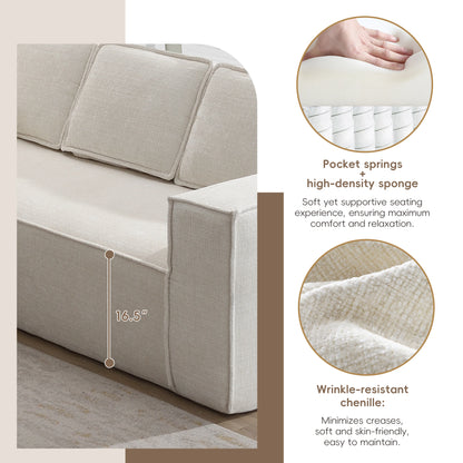 Minimalist Style Modular Sectional Sofa, seats 6 Wrinkle-resistant