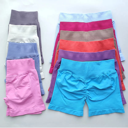 Shorts Seamless Gym Shorts Women, Fitness Sports Low Ribbed Band Workout Shorts