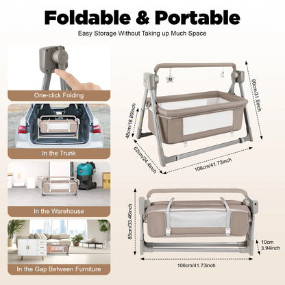 Electric cradle Baby Swing Bed, Automatic Rocking Recliner Crib Basket, Music Remoter Control Sleeping